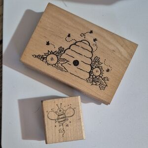Wooden Stamps Set Bee and Beehive Design
